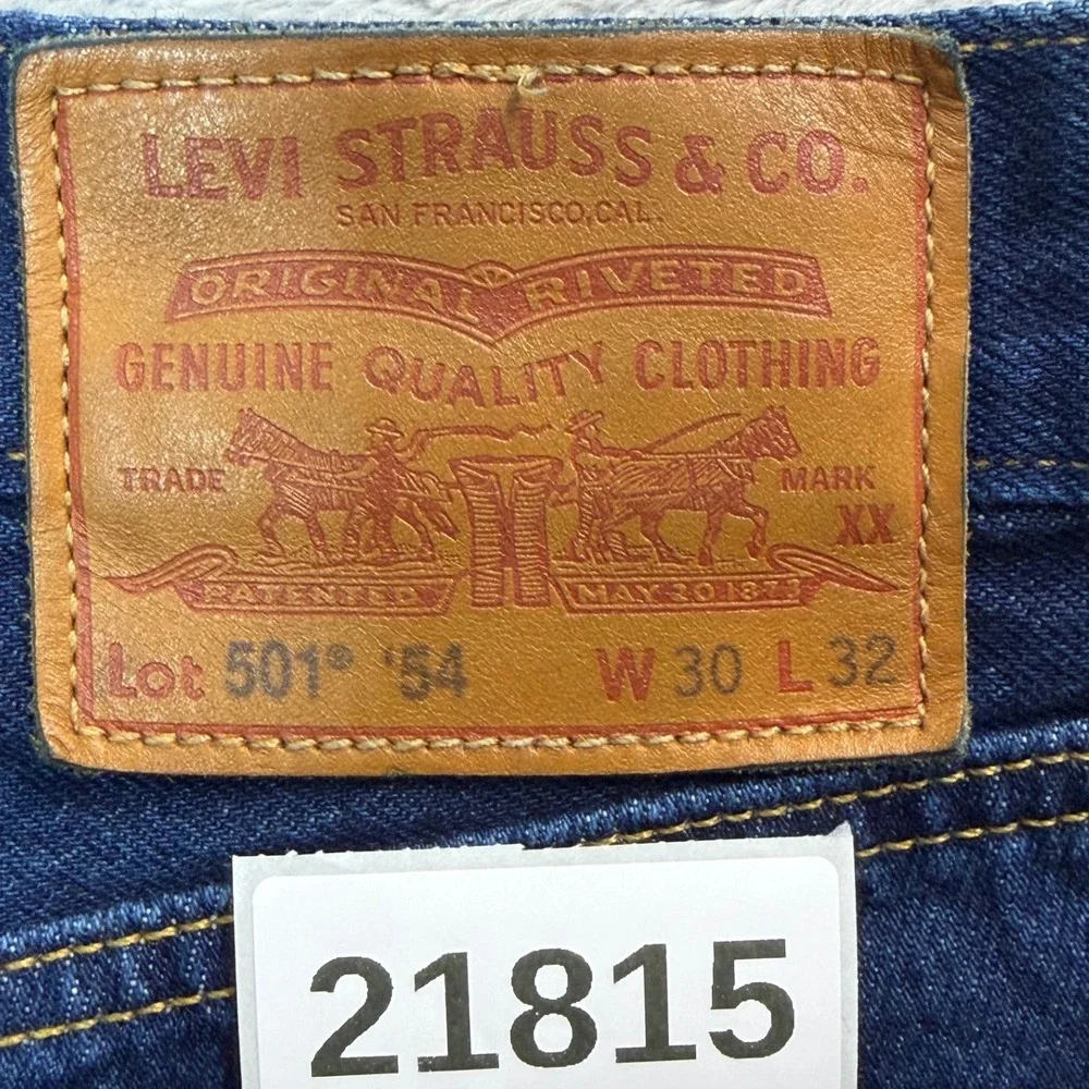 Levis 501 Jeans Mens 30X32 Blue Denim Button Fly Premium Straight Workwear
